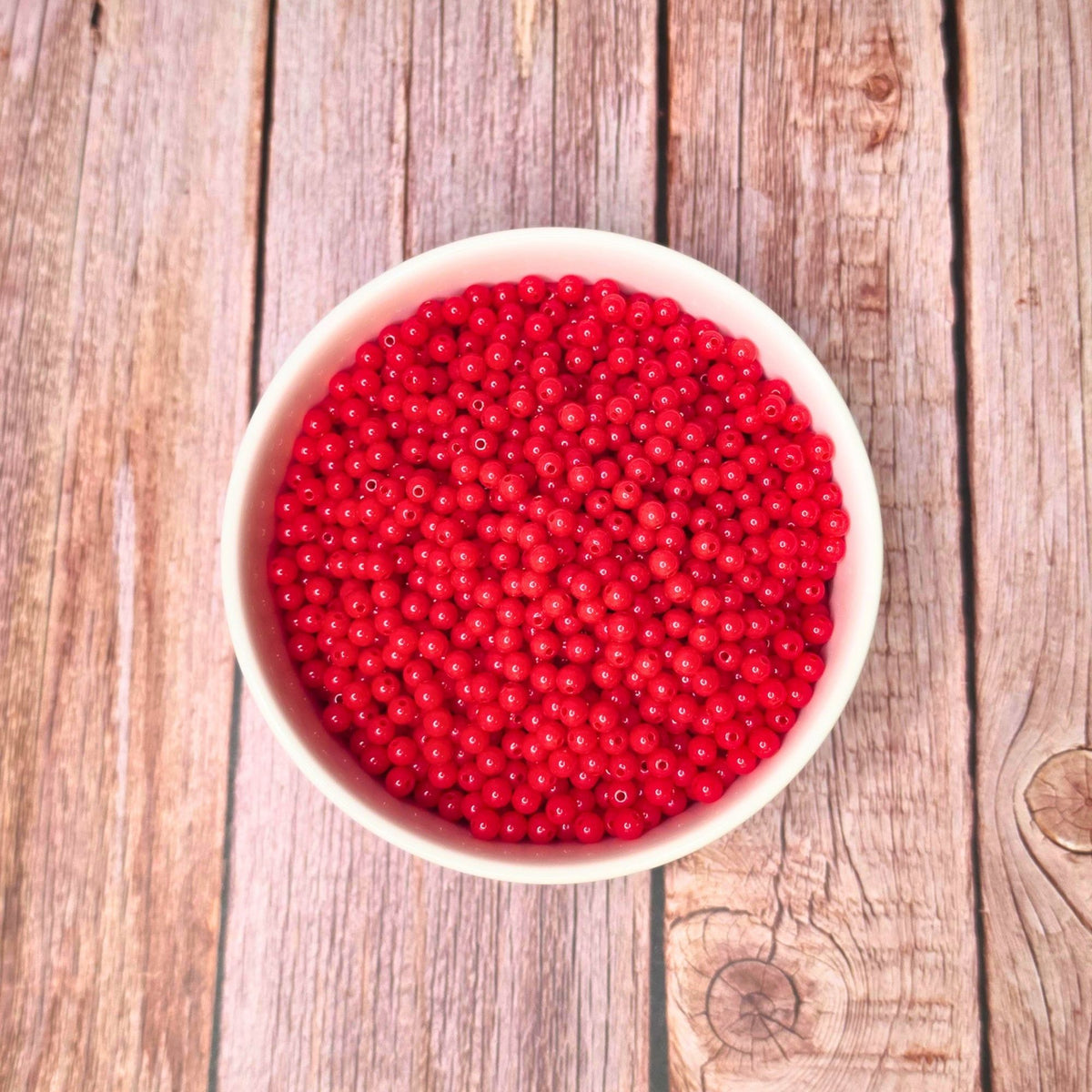 6mm Red Acrylic Round Beads – 30g Bag | Glossy Red Spacer Beads for DIY Jewelry Making, Bracelets, Keychains & Craft Supplies