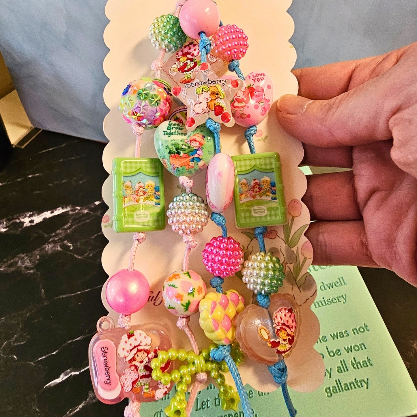 Strawberry Shortcake Beaded Bookmark | Kawaii Pink Book Accessory | Strawberry Book Lover Gift | Cute Handmade Bookmark
