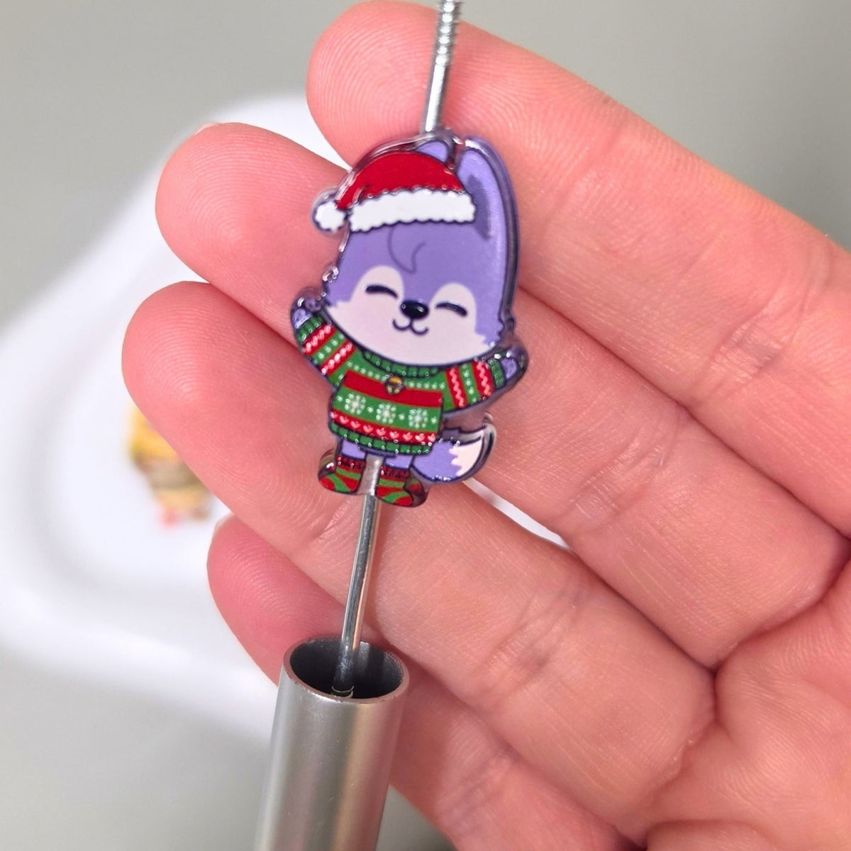SKZOO Christmas Acrylic Focal Beads – Set of 8 Holiday Character Beads – Kpop Inspired Christmas Beads for Pens, Keychains & Crafts
