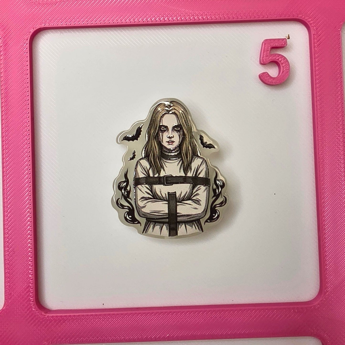Glow in the Dark Alice in Wonderland Halloween Focal Bead | Spooky Alice Acrylic Bead | Gothic Fairy Tale DIY Jewelry & Craft Supply