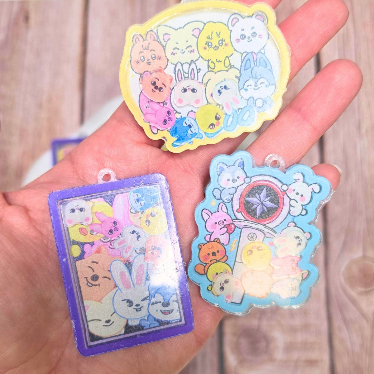 SKZOO Shaker Pendants Set of 3 | Stray Kids Inspired Kpop Acrylic Charms | Cute DIY Bag Charms, Keychains & Craft Supplies