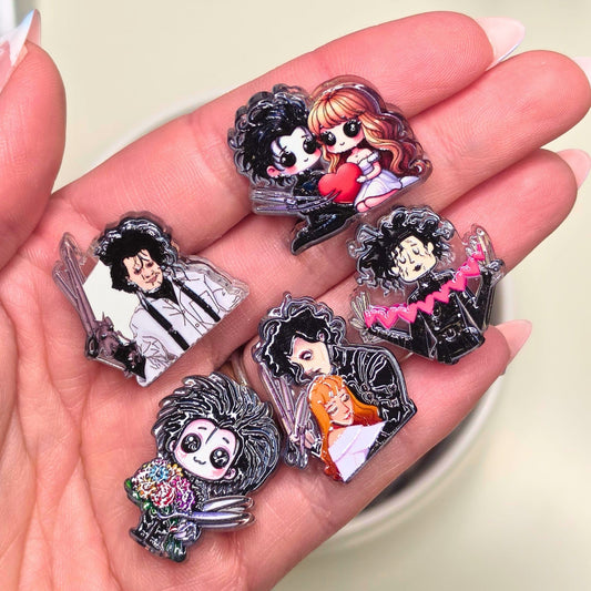 Edward Scissorhands Acrylic Focal Beads – Set of 5 | Gothic Movie Character Beads | Dark Romance Craft Supplies | Halloween Beads