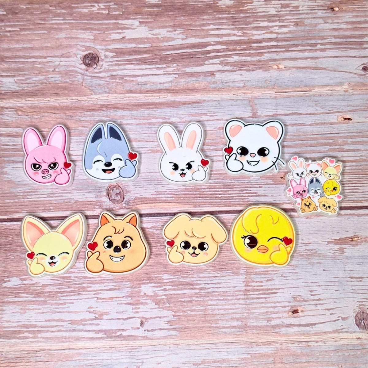 SKZOO Inspired Large Acrylic Focal Beads Set of 9 | Stray Kids Character Beads | K-Pop Focals for Pens, Keychains & Crafts