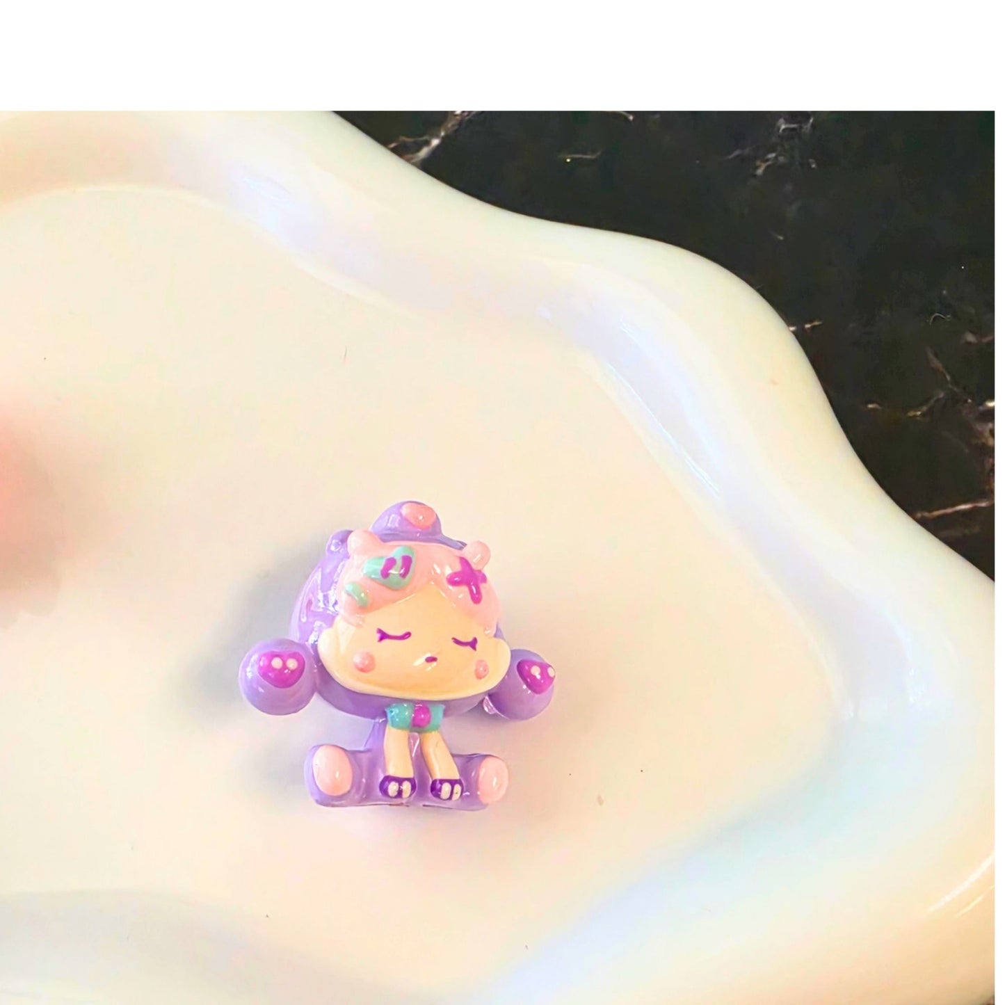 Set of 3 Hand Painted Skullpanda Beads – Pink or Purple 3D Character Focal Beads | Kawaii DIY Beads | Pen, Keychain & Bag Charm Supplies
