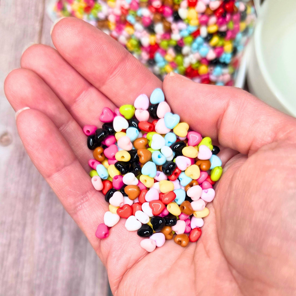 4mm Mini Heart Beads – Colorful Mixed Heart Spacer Beads for DIY Jewelry Making, Bracelets, Phone Charms & Beading Supplies