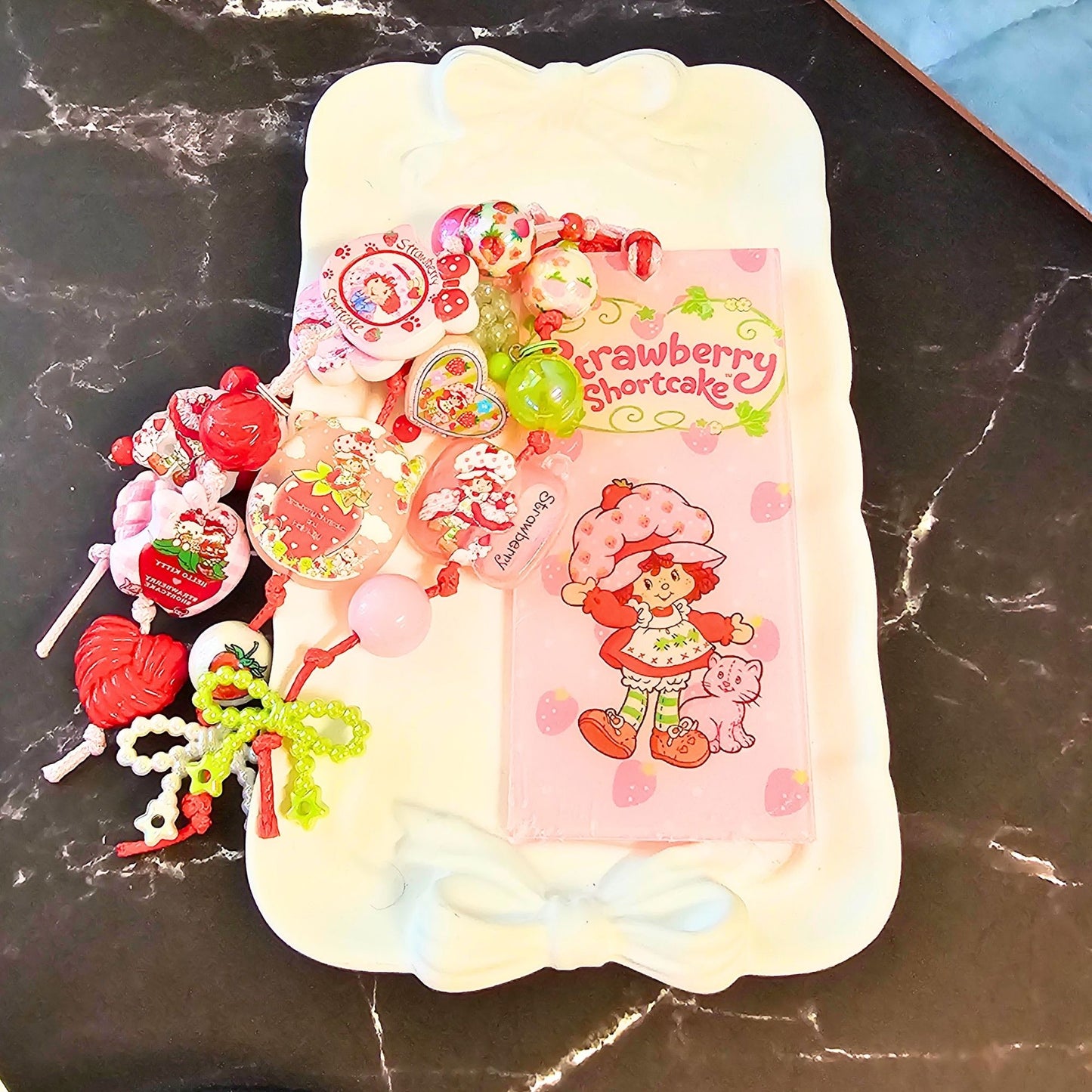 Strawberry Shortcake Beaded Bookmark | Retro Kawaii Book Accessory | Strawberry Book Charm | Cute Reader Gift | Book Lover Gift