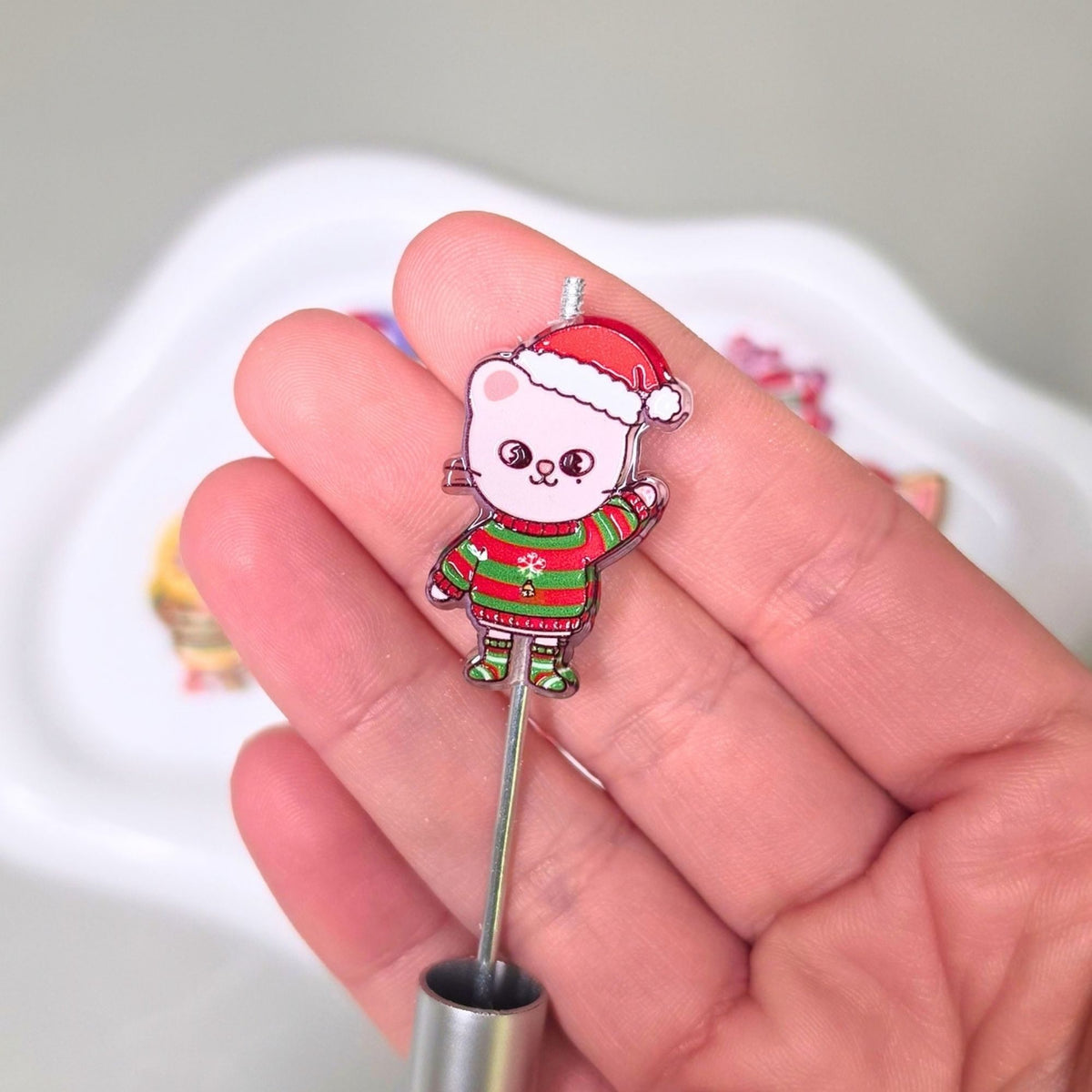 SKZOO Christmas Acrylic Focal Beads – Set of 8 Holiday Character Beads – Kpop Inspired Christmas Beads for Pens, Keychains & Crafts