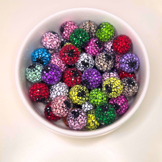 20mm Spider Rhinestone Beads – Set of 10 | Colorful Halloween Spider Beads | Sparkly Gothic Beads for Pens, Keychains & Crafts