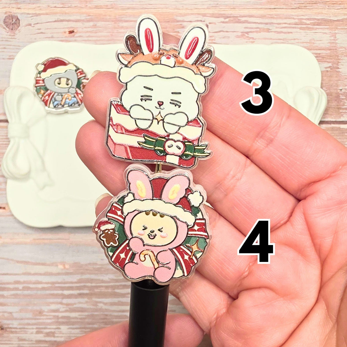 MINITEEN Christmas Acrylic Focal Beads | SEVENTEEN Inspired Holiday Character Beads | Kpop DIY Beaded Pens, Keychains & Crafts | Sold Individually