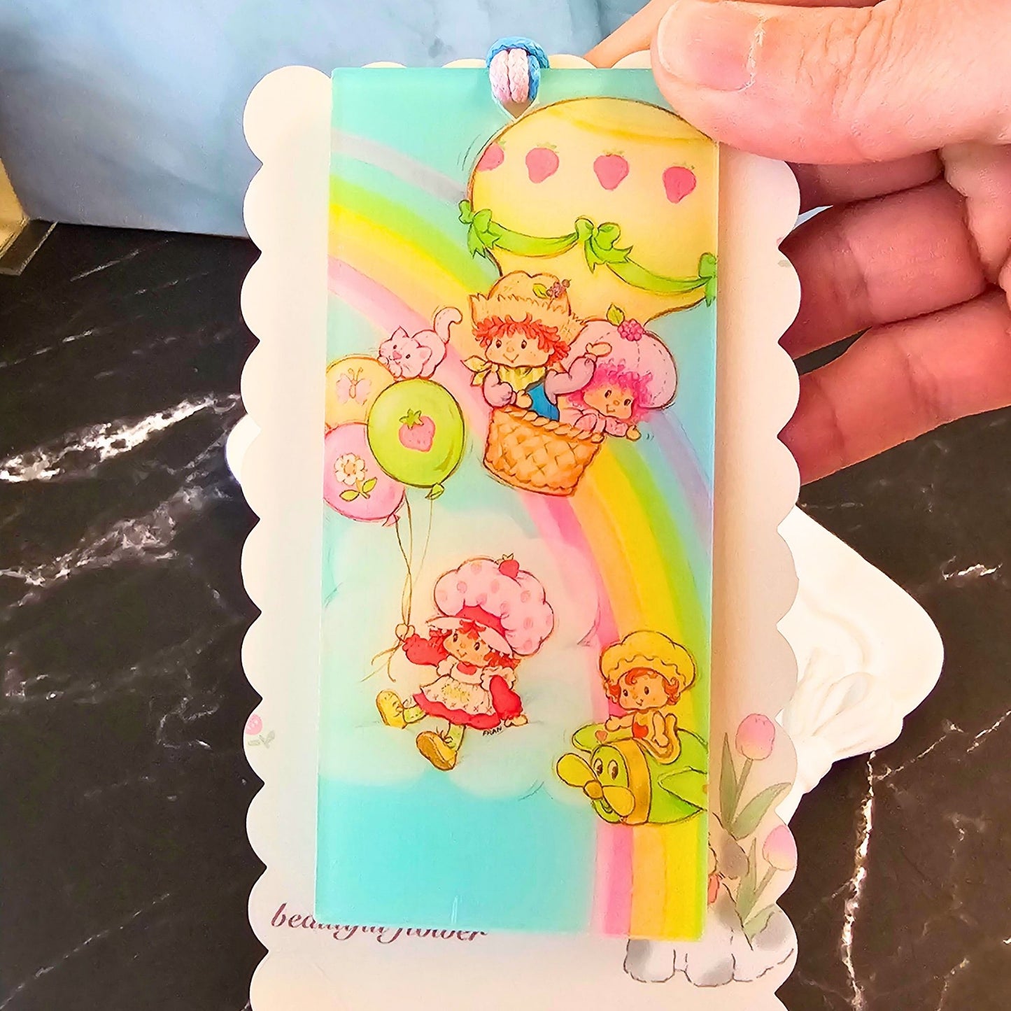 Strawberry Shortcake Beaded Bookmark | Pastel Rainbow Bookmark | Retro Kawaii Book Accessory | Cute Book Lover Gift | Reader Gift