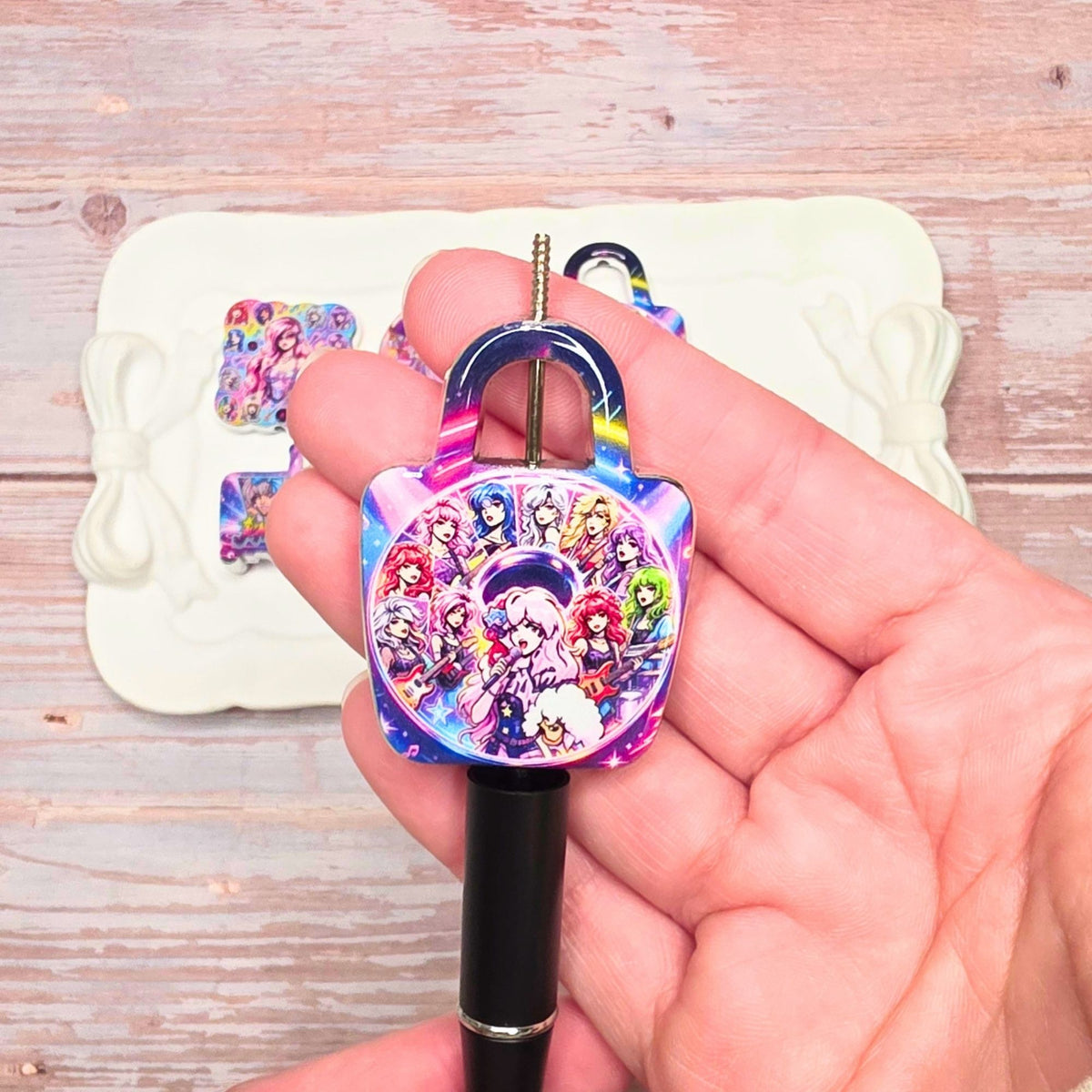 Jem and the Holograms Mixed Beads Set of 10 | Retro 80s Cartoon Beads | DIY Beaded Pens, Keychains, Bag Charms & Jewelry Making