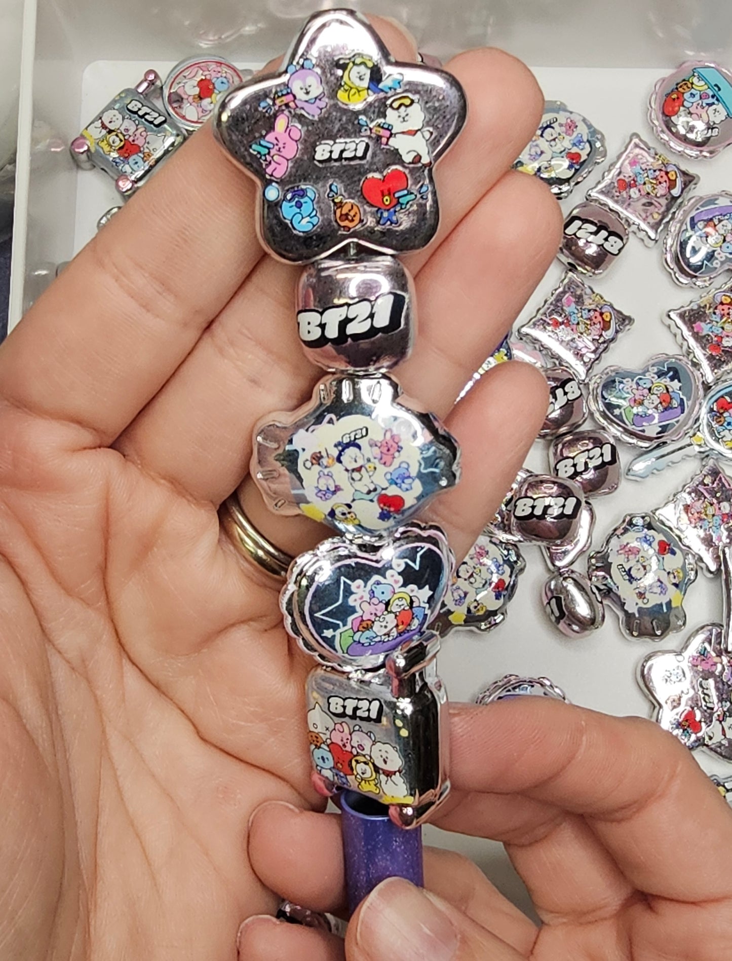 BT21 Character Silver Bead Mix