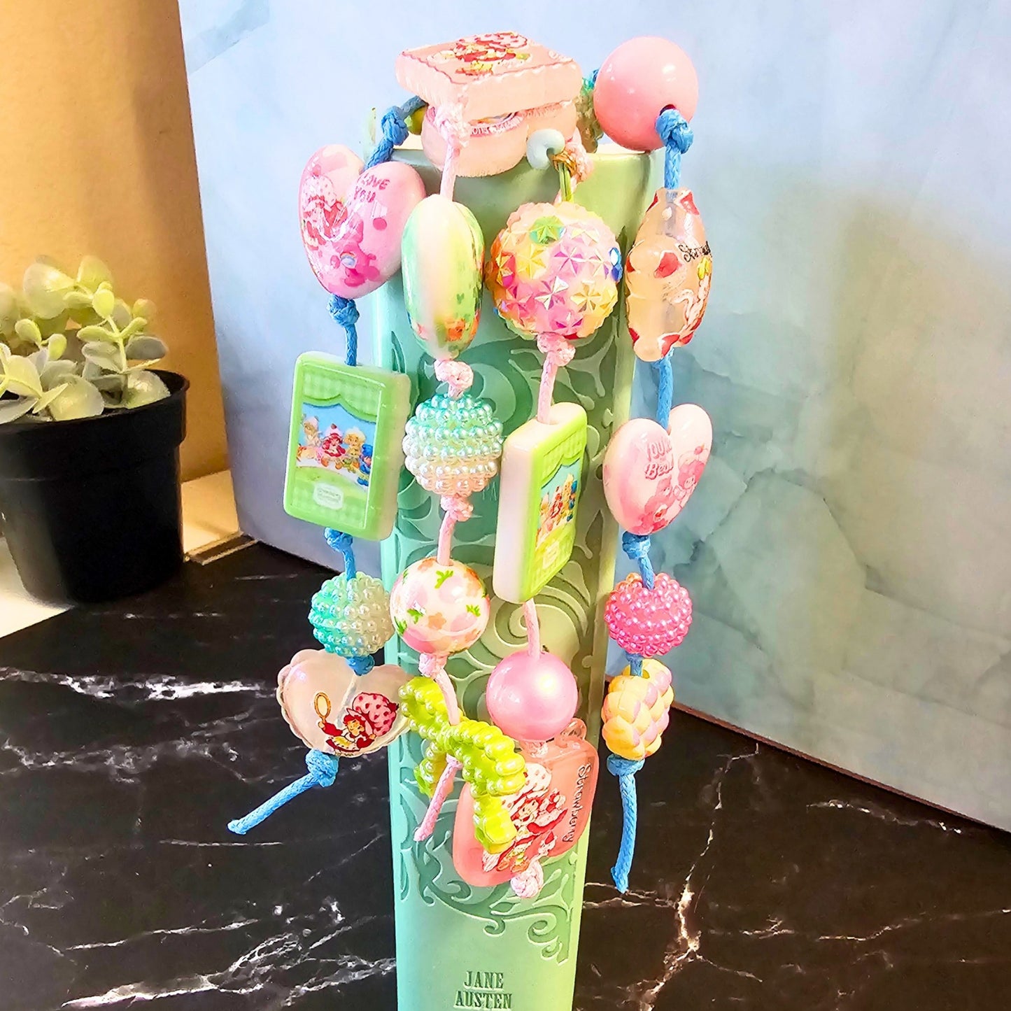 Strawberry Shortcake Beaded Bookmark | Kawaii Pink Book Accessory | Strawberry Book Lover Gift | Cute Handmade Bookmark