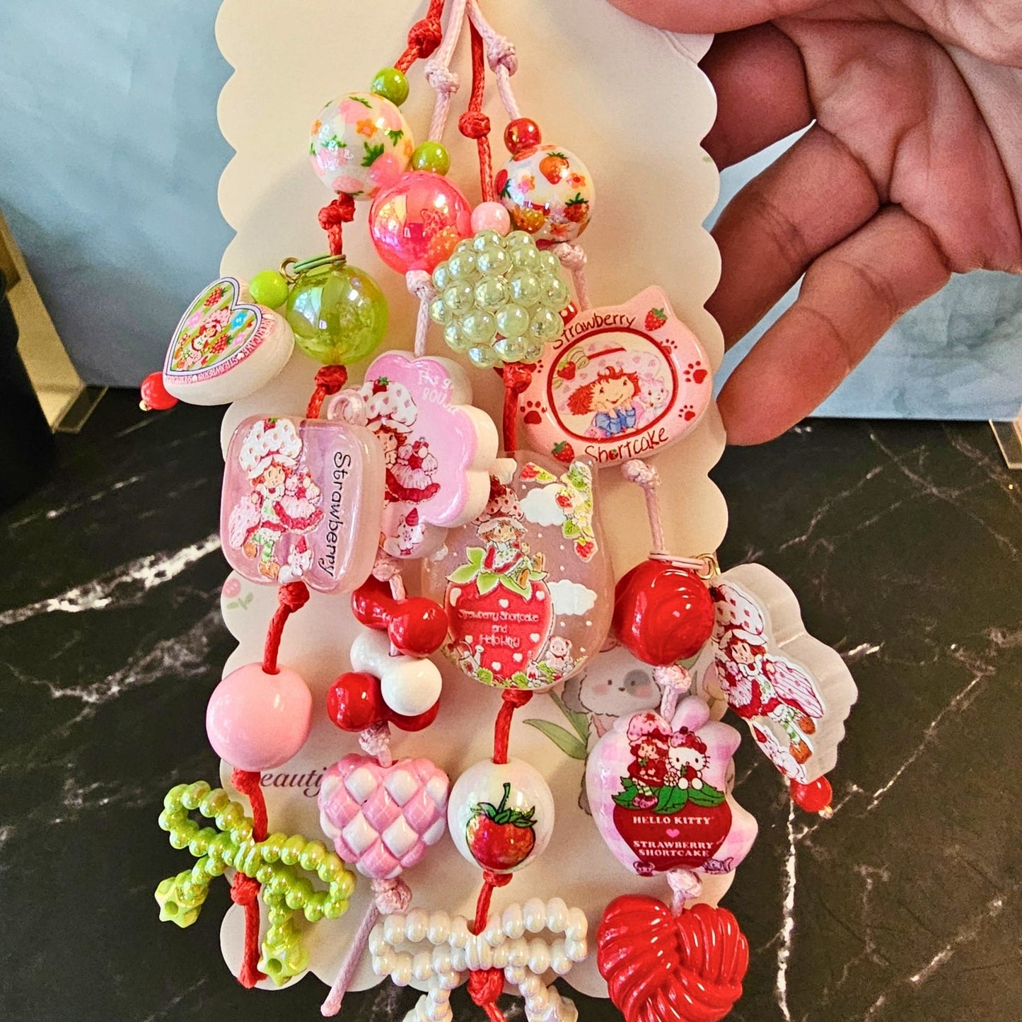 Strawberry Shortcake Beaded Bookmark | Retro Kawaii Book Accessory | Strawberry Book Charm | Cute Reader Gift | Book Lover Gift