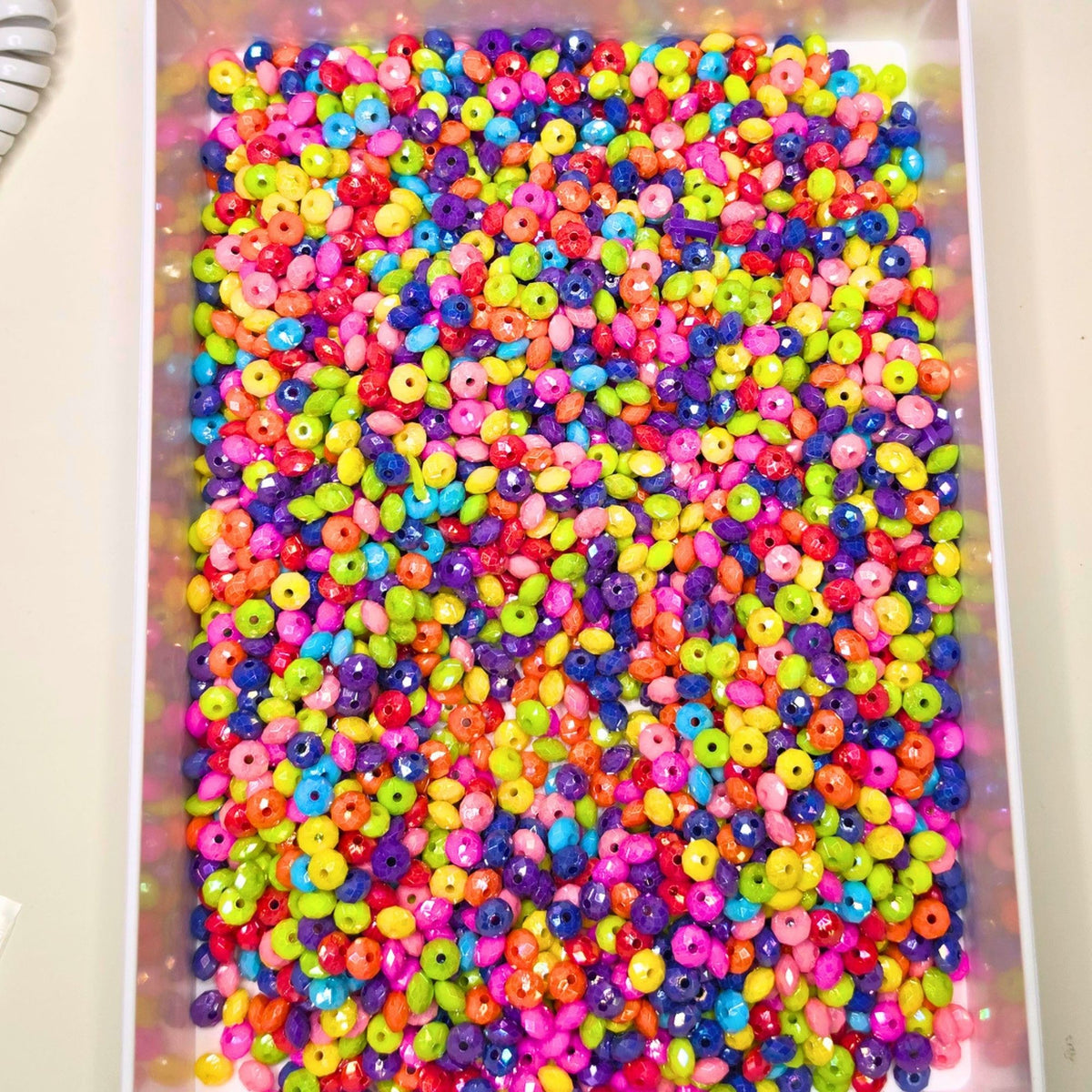 8mm Neon Faceted Spacer Beads – 40g Mixed Color Beads, Bright Rainbow Beads for Jewelry Making, Beaded Pens, Bracelets, Phone Charms & DIY Crafts