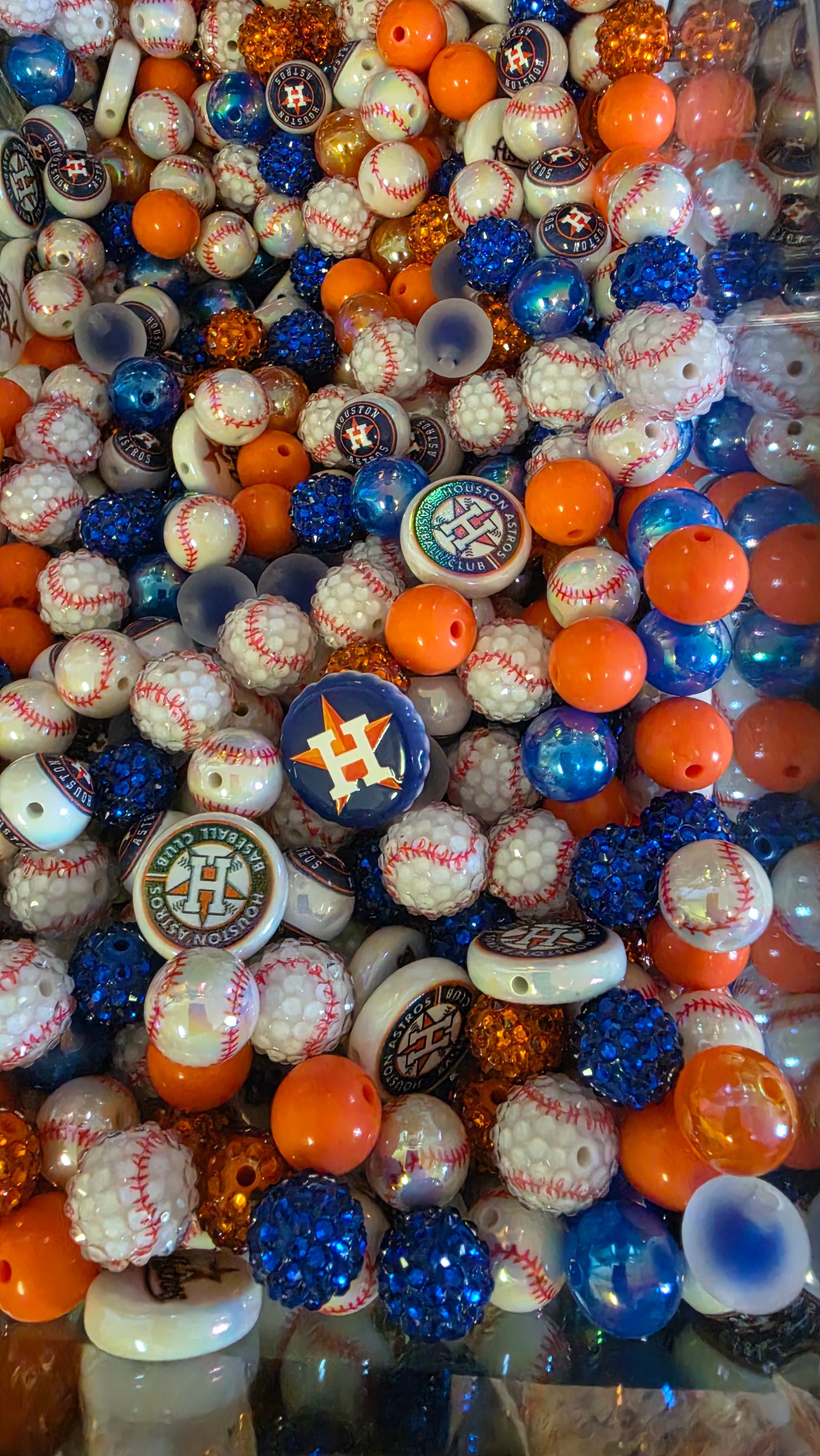 Houston Baseball Bead Scoop – 50–60 Mixed Beads 🧡💙
