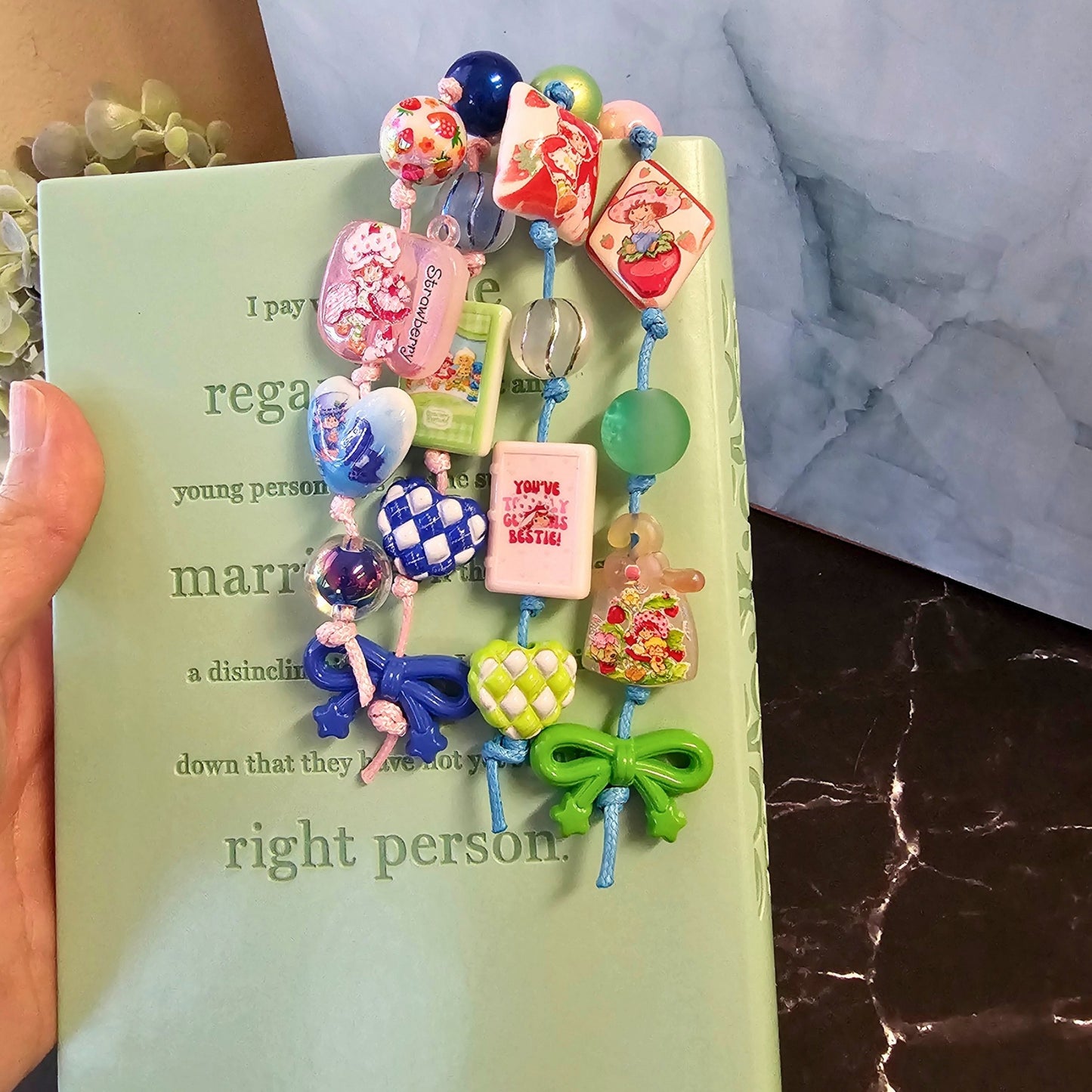 Strawberry Shortcake Beaded Bookmark | Kawaii Pink Book Accessory | Strawberry Book Lover Gift | Cute Handmade Bookmark