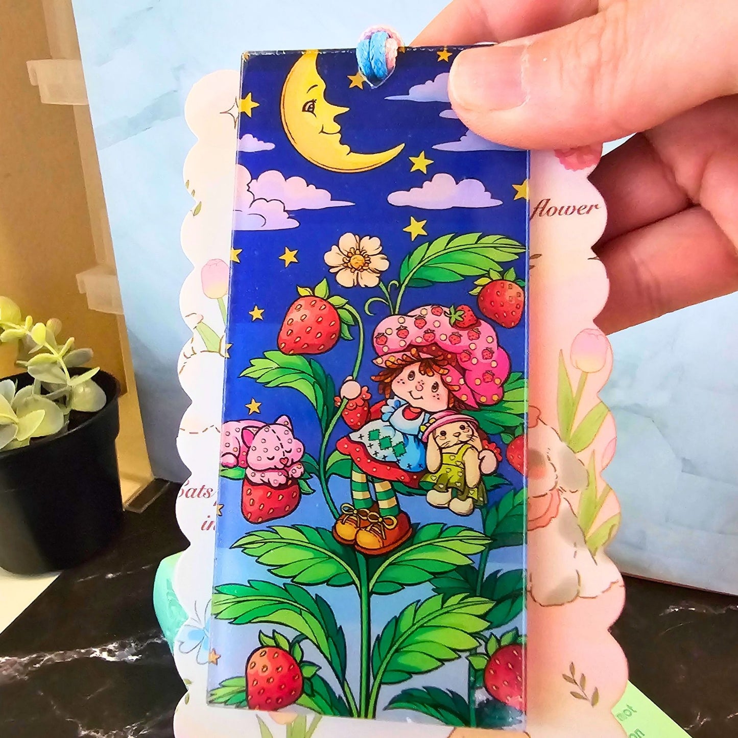 Strawberry Shortcake Beaded Bookmark | Whimsical Strawberry Bookmark | Retro Kawaii Book Accessory | Book Lover Gift | Reader Gift