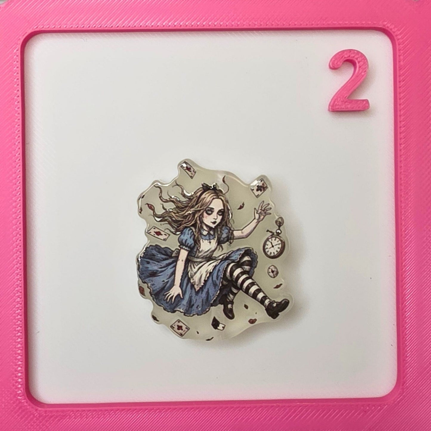 Glow in the Dark Alice in Wonderland Halloween Focal Bead | Spooky Alice Acrylic Bead | Gothic Fairy Tale DIY Jewelry & Craft Supply