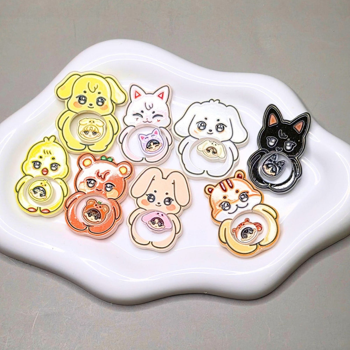 ANITEEZ Spinner Focal Bead Set | Complete Character Set | K-Pop Inspired Acrylic Spinner Beads | Beaded Pen & Keychain Supplies