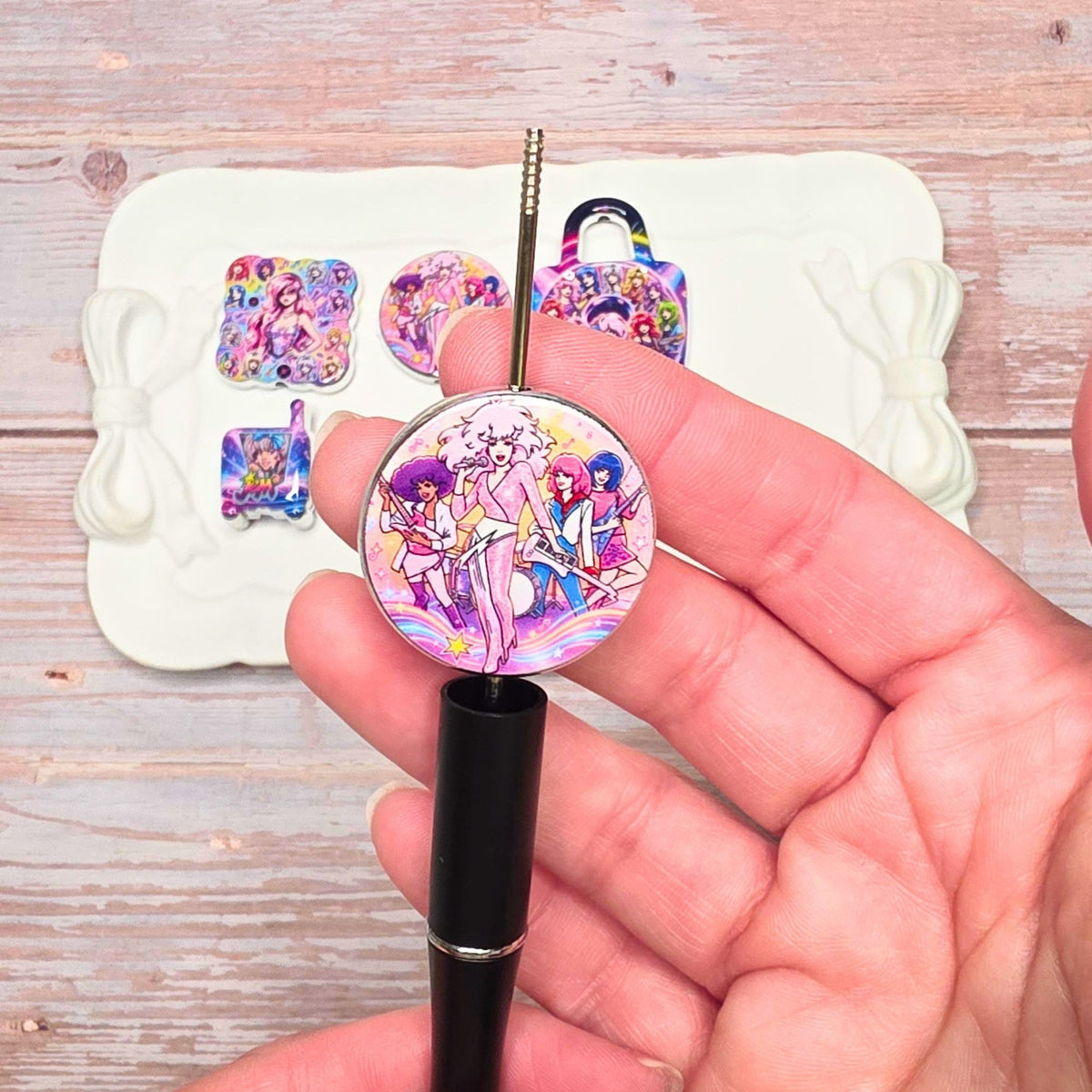 Jem and the Holograms Mixed Beads Set of 10 | Retro 80s Cartoon Beads | DIY Beaded Pens, Keychains, Bag Charms & Jewelry Making