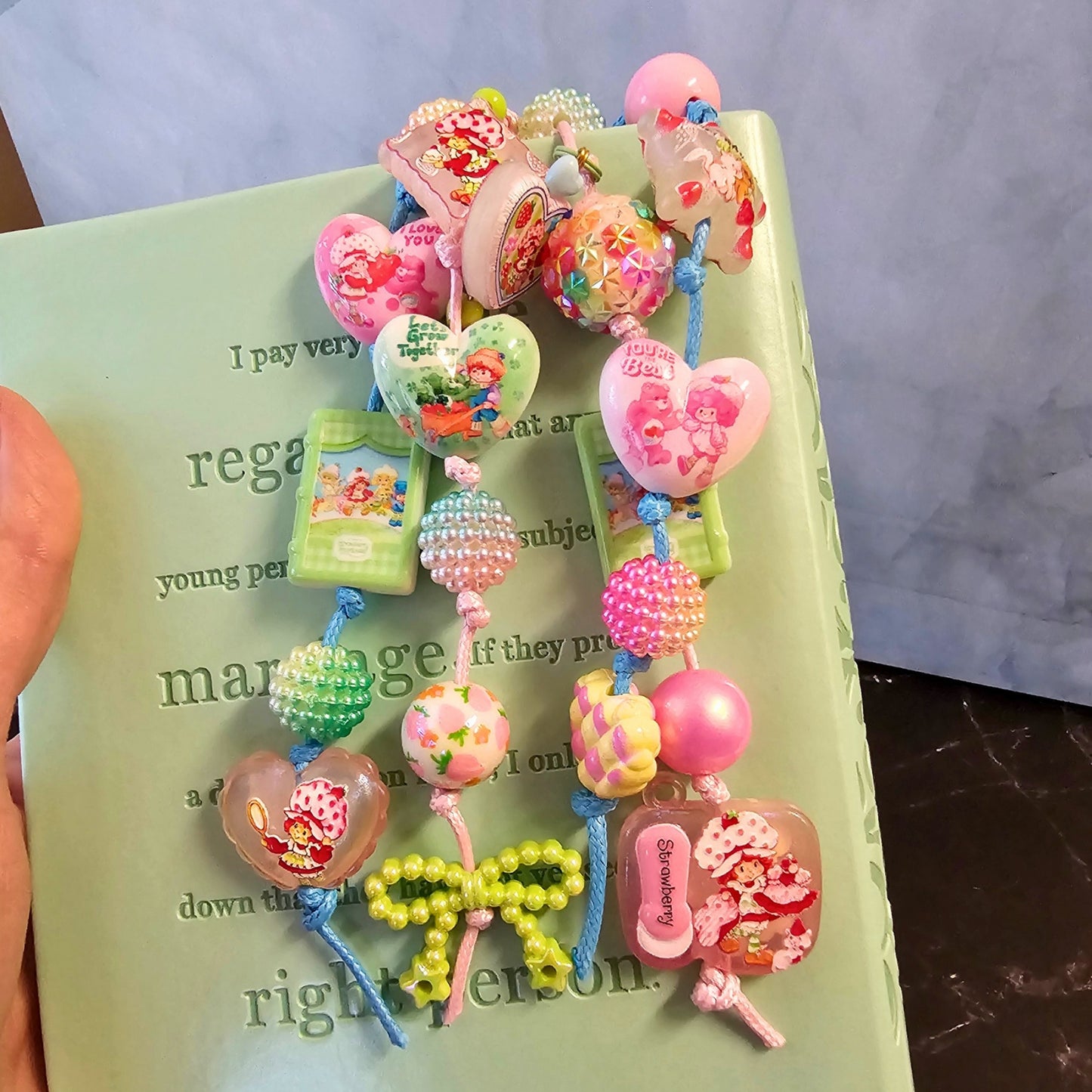 Strawberry Shortcake Beaded Bookmark | Kawaii Pink Book Accessory | Strawberry Book Lover Gift | Cute Handmade Bookmark