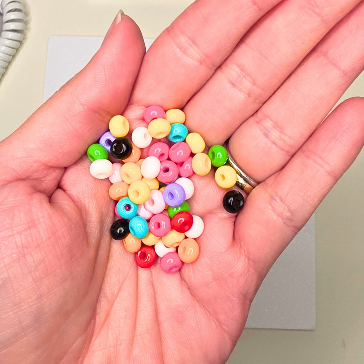 6mm Colorful Spacer Beads – 30g Mixed Color Beads, Rainbow Round Beads for Jewelry Making, Beaded Pens, Bracelets, Phone Charms & DIY Crafts