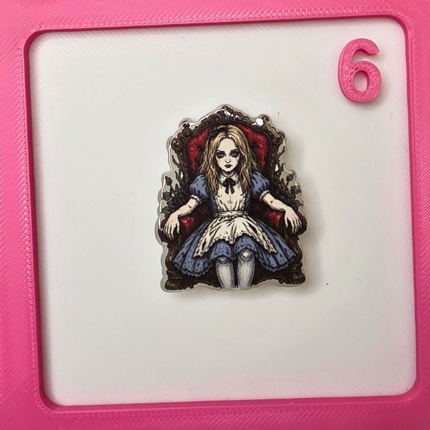 Glow in the Dark Alice in Wonderland Halloween Focal Bead | Spooky Alice Acrylic Bead | Gothic Fairy Tale DIY Jewelry & Craft Supply