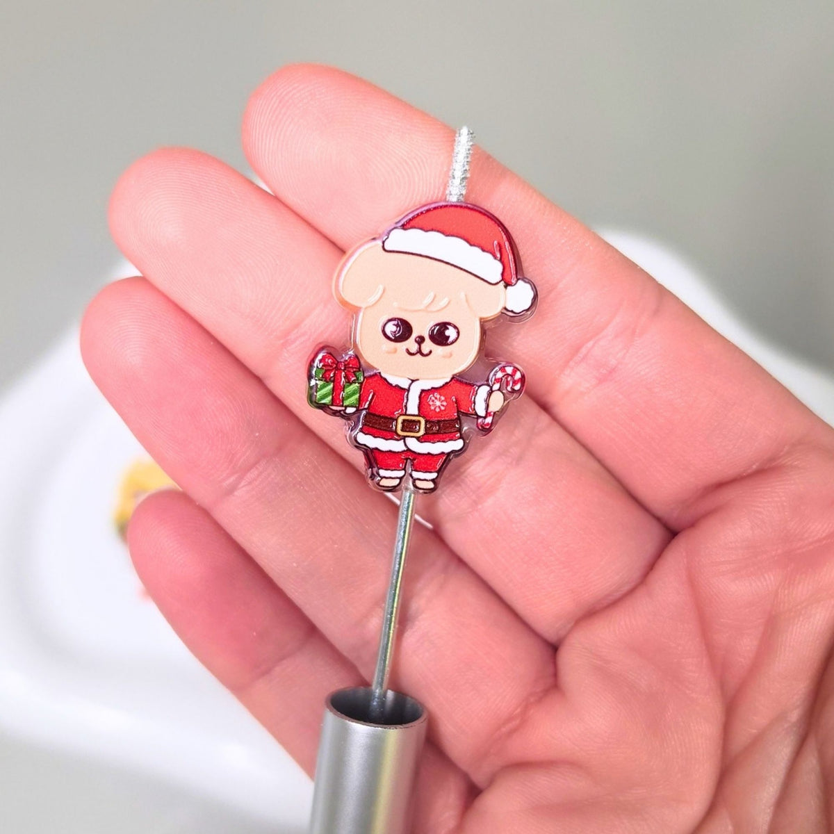 SKZOO Christmas Acrylic Focal Beads – Set of 8 Holiday Character Beads – Kpop Inspired Christmas Beads for Pens, Keychains & Crafts