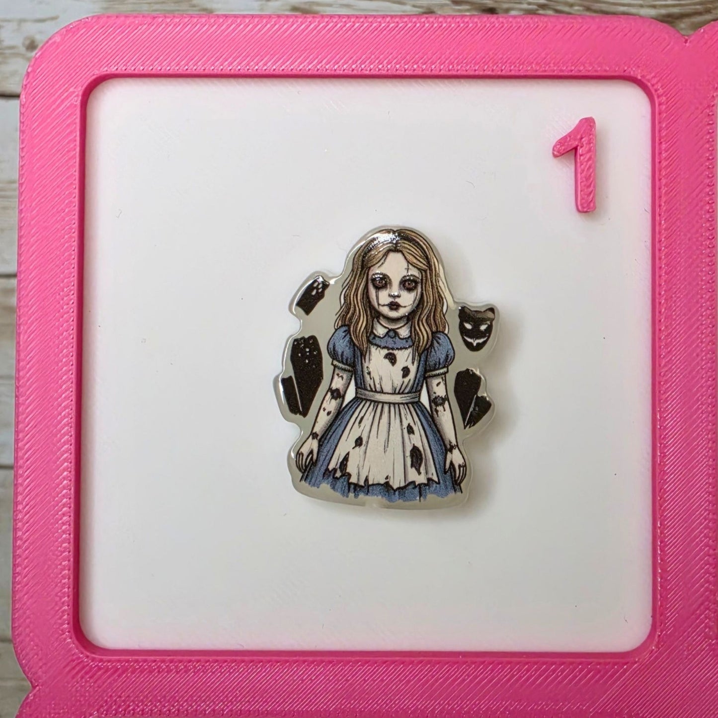 Glow in the Dark Alice in Wonderland Halloween Focal Bead | Spooky Alice Acrylic Bead | Gothic Fairy Tale DIY Jewelry & Craft Supply