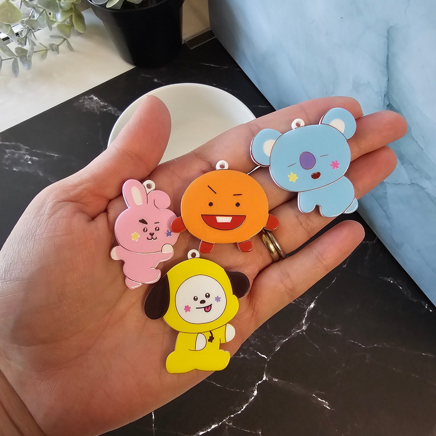 40-Piece BT21 Inspired Charm Lot | Kawaii Acrylic Character Charms | Bulk Craft Supplies for Concert Freebies, Keychains, Badge Reels, Bag Charms & DIY Jewelry